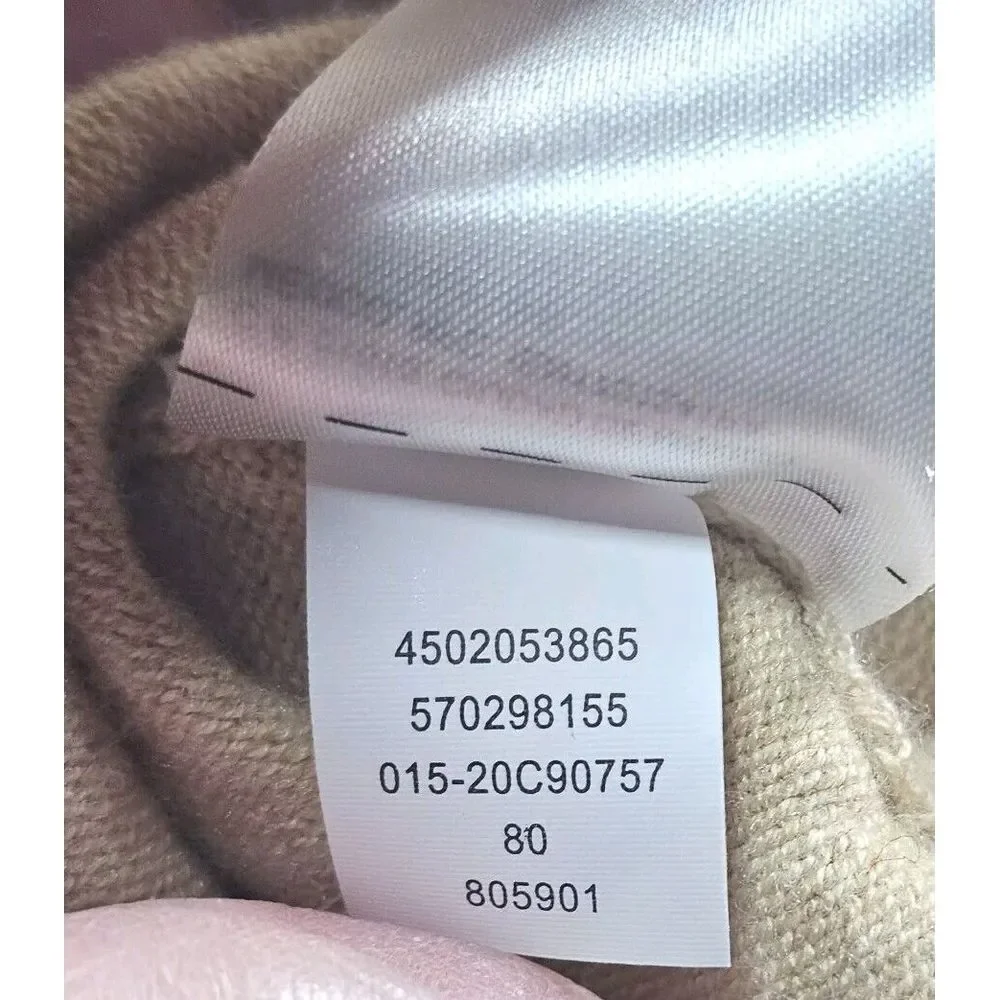 Chicos Center Seam Cashmere Blend Ribbed Sleeve Khaki Biege Sweater Womens Sz 1‎